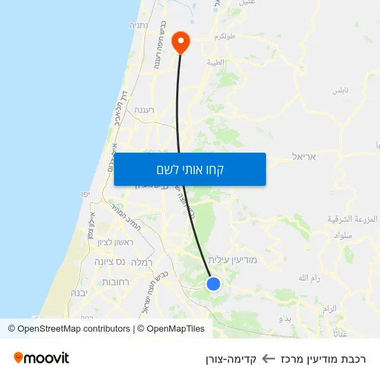 מפת רכבת מודיעין מרכז לקדימה-צורן