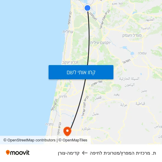 מפת ת. מרכזית המפרץ/מטרונית לחיפה לקדימה-צורן