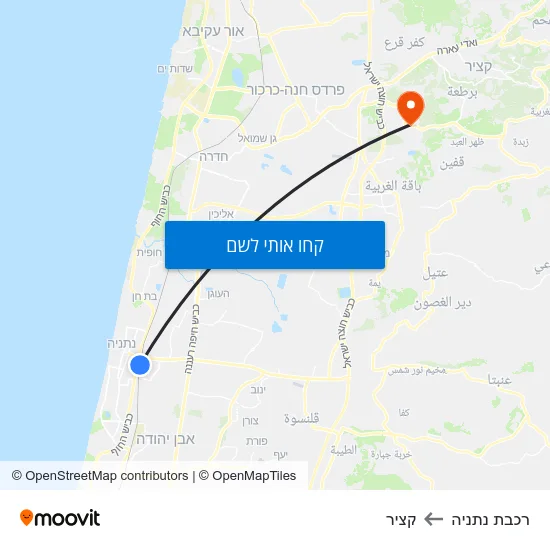 מפת רכבת נתניה לקציר
