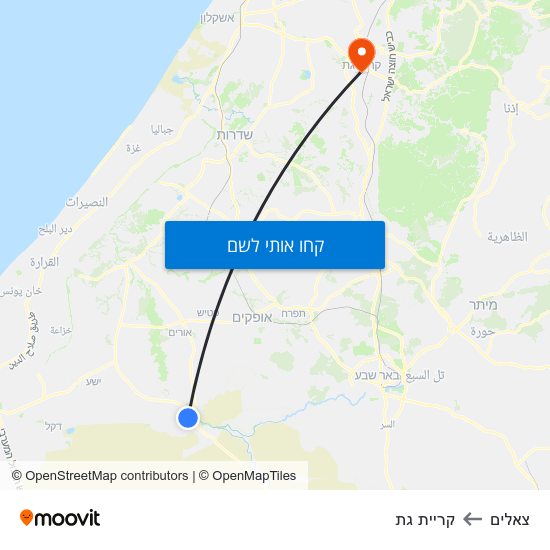 מפת צאלים לקריית גת