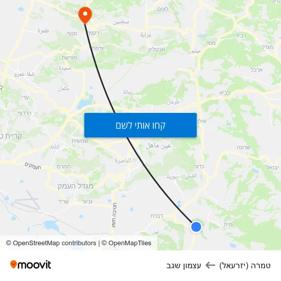 מפת טמרה (יזרעאל) לעצמון שגב