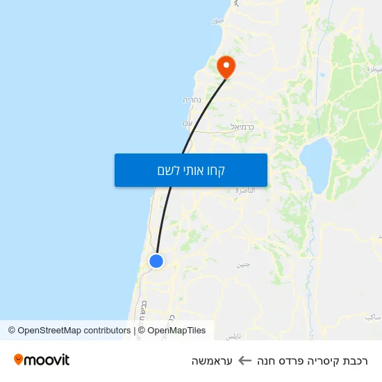 מפת רכבת קיסריה פרדס חנה לעראמשה