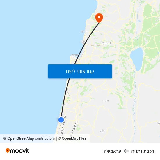 מפת רכבת נתניה לעראמשה