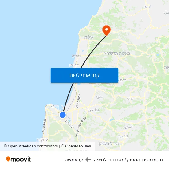 מפת ת. מרכזית המפרץ/מטרונית לחיפה לעראמשה