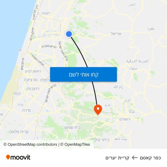 מפת כפר קאסם לקריית יערים