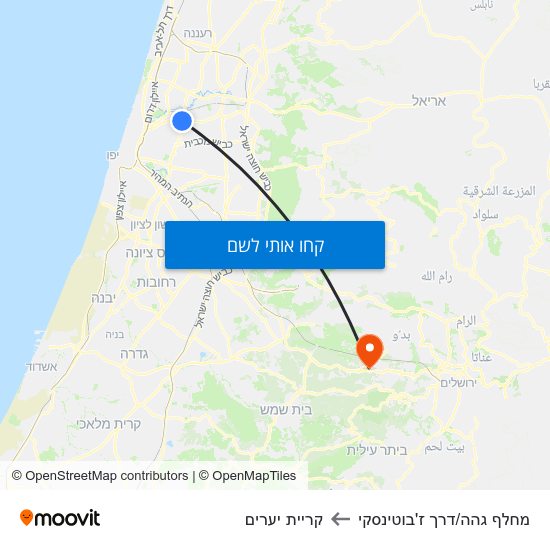 מפת מחלף גהה/דרך ז'בוטינסקי לקריית יערים