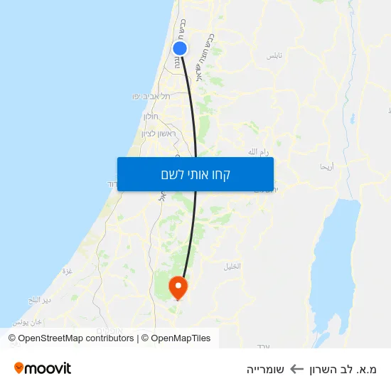 מפת מ.א. לב השרון לשומרייה