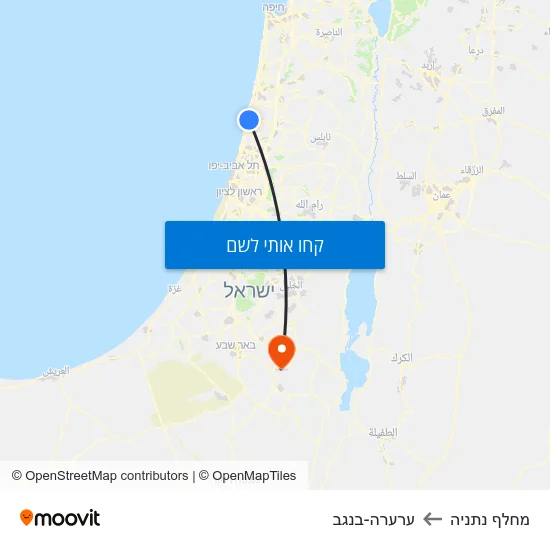 מפת מחלף נתניה לערערה-בנגב