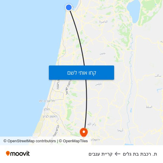 מפת ת. רכבת בת גלים לקריית ענבים