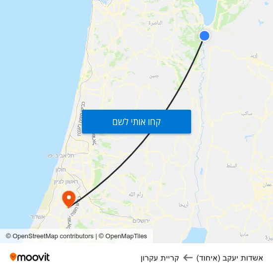 מפת אשדות יעקב (איחוד) לקריית עקרון