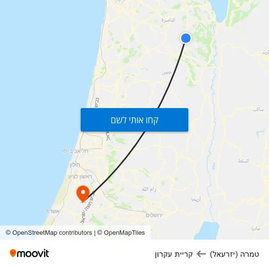 מפת טמרה (יזרעאל) לקריית עקרון