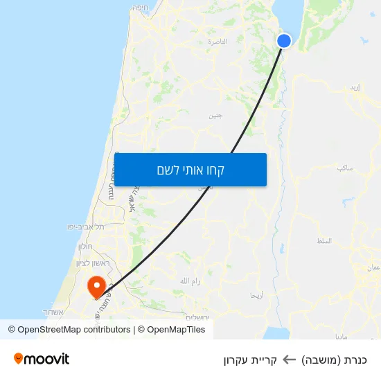 מפת כנרת (מושבה) לקריית עקרון