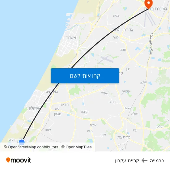 מפת כרמייה לקריית עקרון