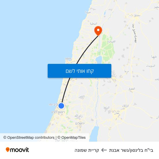 מפת בי''ח בלינסון/גשר אבנת לקריית שמונה