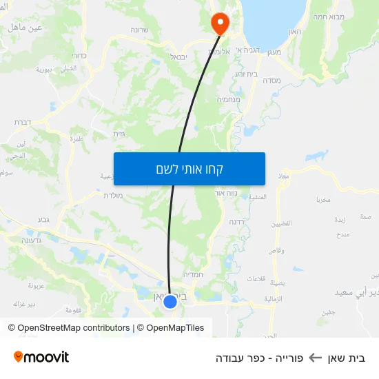 מפת בית שאן לפורייה - כפר עבודה
