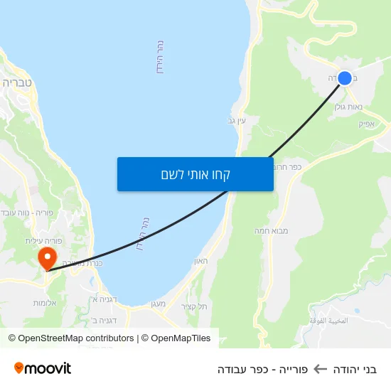 מפת בני יהודה לפורייה - כפר עבודה