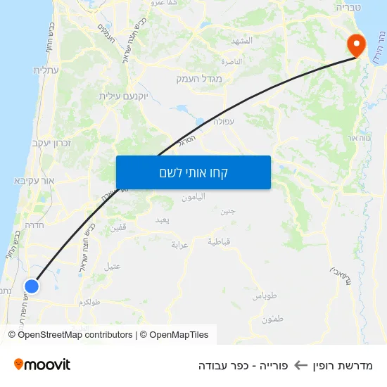 מפת מדרשת רופין לפורייה - כפר עבודה