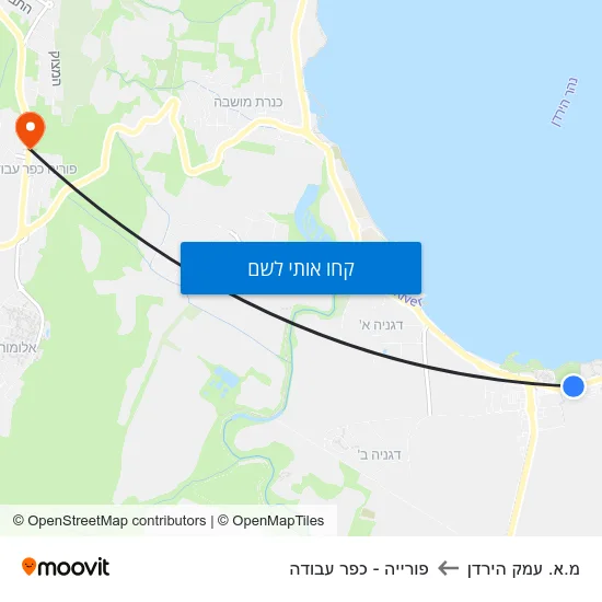 מפת מ.א. עמק הירדן לפורייה - כפר עבודה