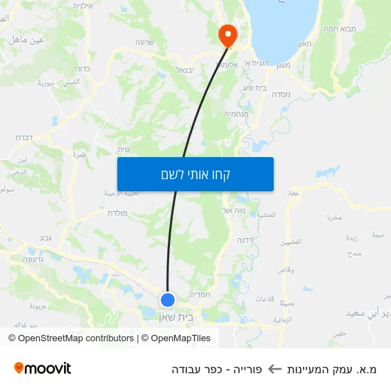 מפת מ.א. עמק המעיינות לפורייה - כפר עבודה