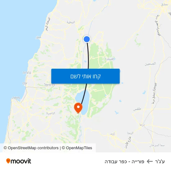 מפת ע'ג'ר לפורייה - כפר עבודה
