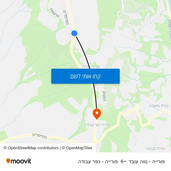 מפת פורייה - נווה עובד לפורייה - כפר עבודה