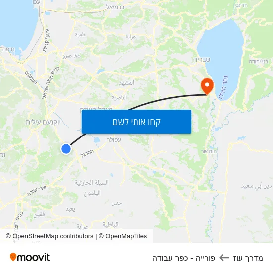 מפת מדרך עוז לפורייה - כפר עבודה
