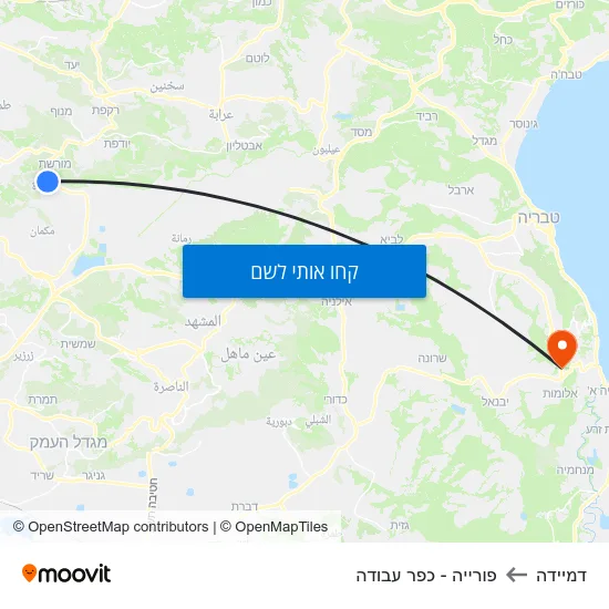 מפת דמיידה לפורייה - כפר עבודה