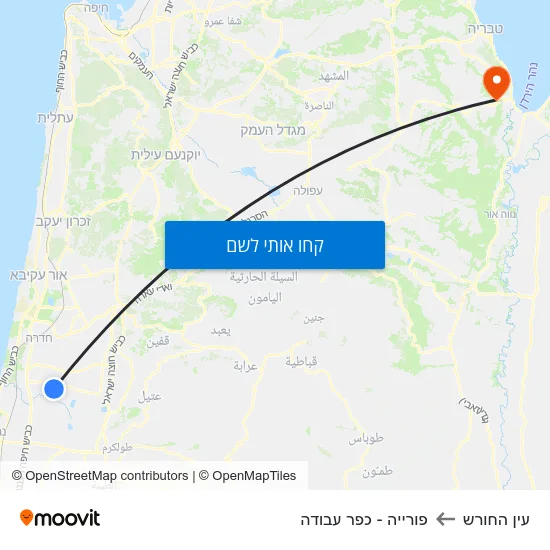 מפת עין החורש לפורייה - כפר עבודה