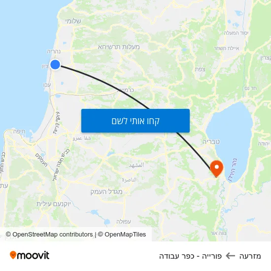 מפת מזרעה לפורייה - כפר עבודה
