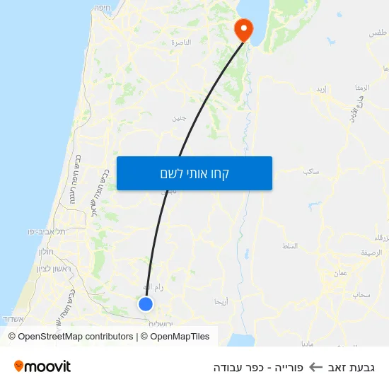 מפת גבעת זאב לפורייה - כפר עבודה