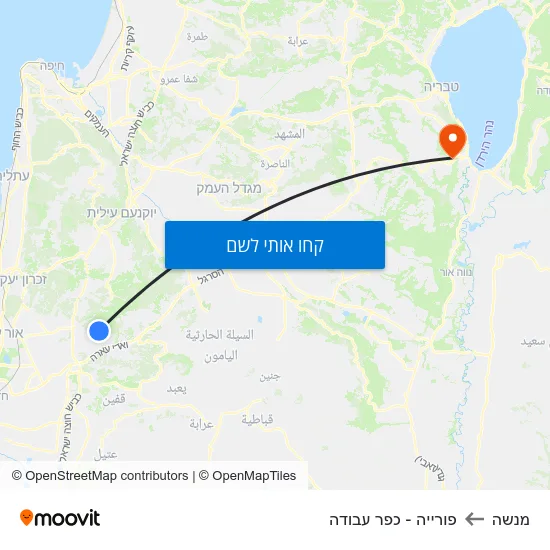 מפת מנשה לפורייה - כפר עבודה