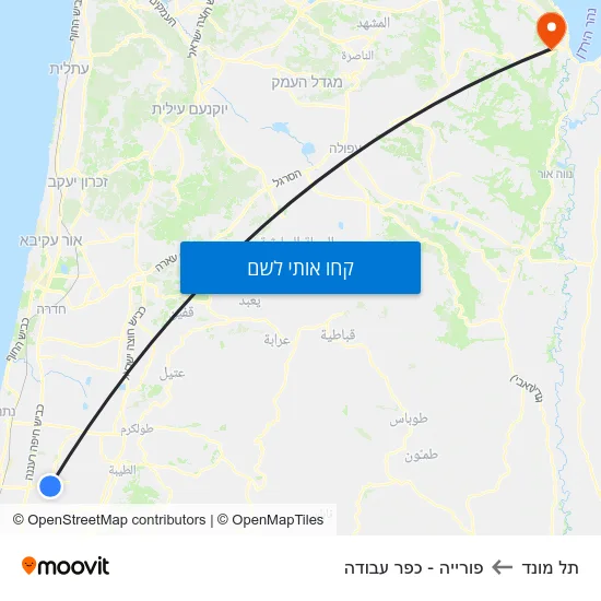 מפת תל מונד לפורייה - כפר עבודה