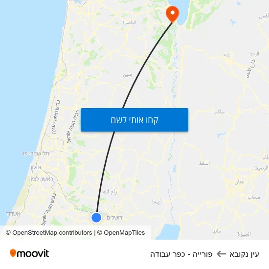 מפת עין נקובא לפורייה - כפר עבודה