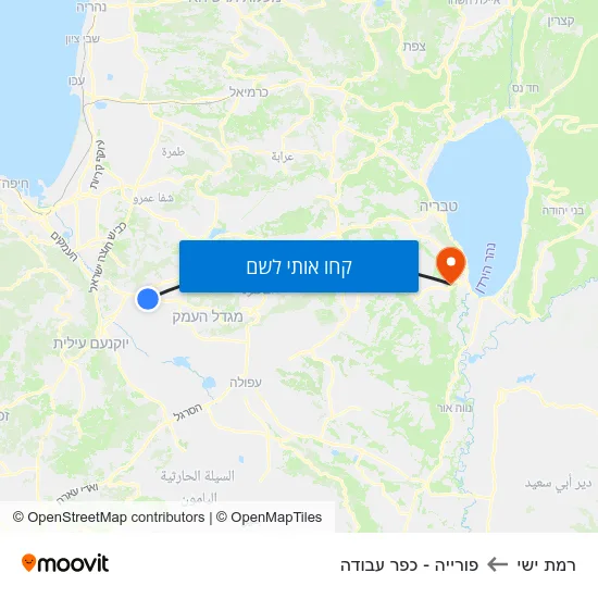 מפת רמת ישי לפורייה - כפר עבודה