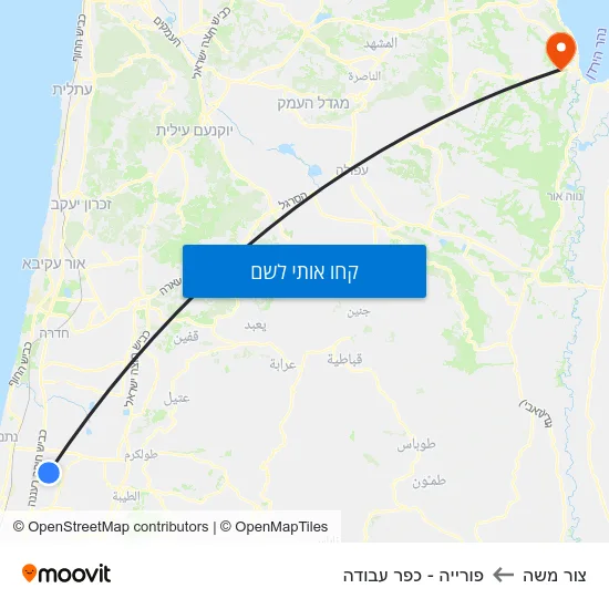 מפת צור משה לפורייה - כפר עבודה