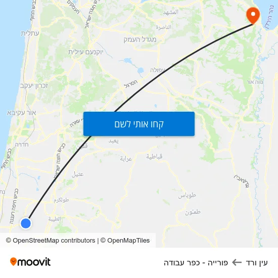 מפת עין ורד לפורייה - כפר עבודה