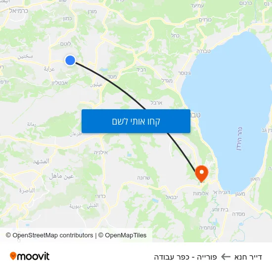מפת דייר חנא לפורייה - כפר עבודה
