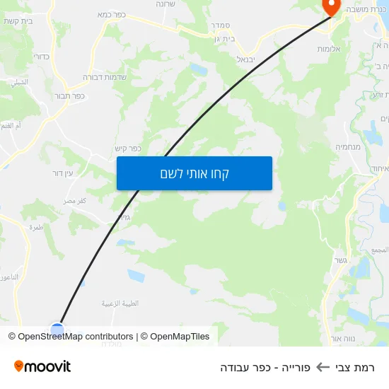 מפת רמת צבי לפורייה - כפר עבודה