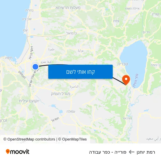 מפת רמת יוחנן לפורייה - כפר עבודה
