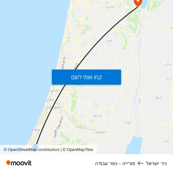 מפת ניר ישראל לפורייה - כפר עבודה
