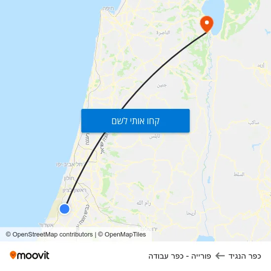מפת כפר הנגיד לפורייה - כפר עבודה