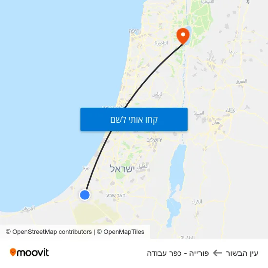 מפת עין הבשור לפורייה - כפר עבודה