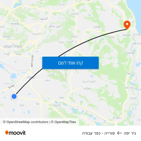 מפת ניר יפה לפורייה - כפר עבודה
