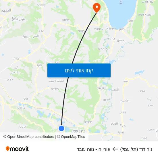 מפת ניר דוד (תל עמל) לפורייה - נווה עובד