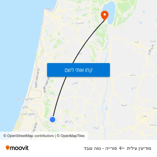 מפת מודיעין עילית לפורייה - נווה עובד