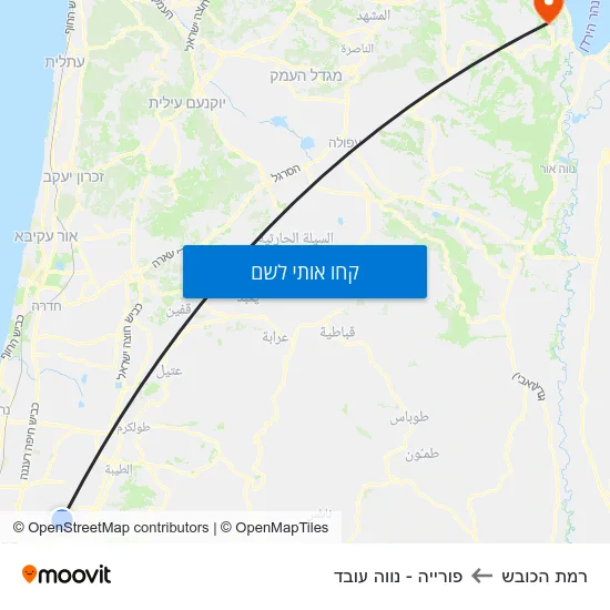 מפת רמת הכובש לפורייה - נווה עובד
