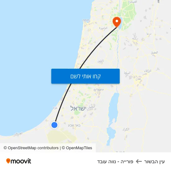 מפת עין הבשור לפורייה - נווה עובד