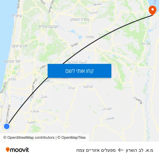 מפת מ.א. לב השרון למפעלים אזוריים צמח