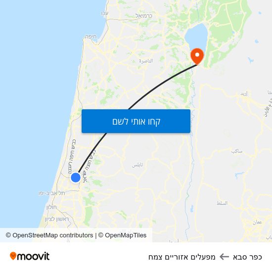 מפת כפר סבא למפעלים אזוריים צמח