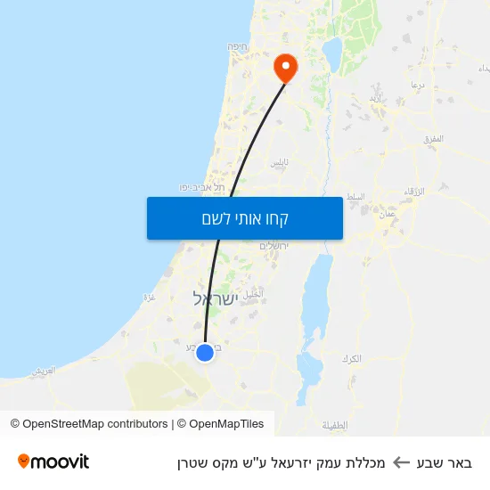 מפת באר שבע למכללת עמק יזרעאל ע''ש מקס שטרן